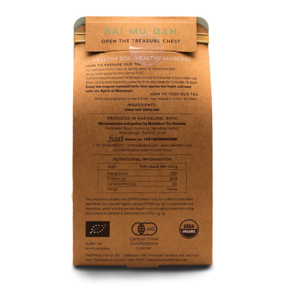 Makaibari Tea Treasures-Makaibari Darjeeling Tea Bai Mu Dan Darjeeling Peony White Tea, 25 G