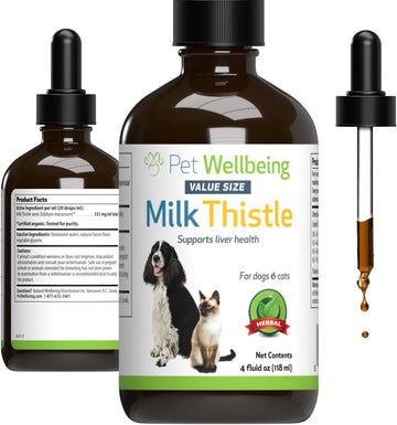 Pet Wellbeing Milk Thistle For Dogs & Cats - Supports Liver Health, Protects Liver - Glycerin-Based Natural Herbal Supplement - 4 Oz (118 Ml)