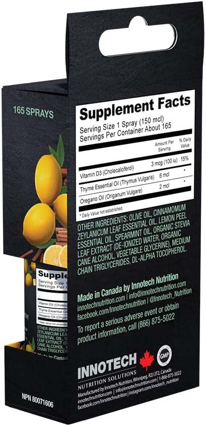 Innotech Nutrition Colflex Oregano Throat Spray, Cinnimon /Lemon - 25 Ml