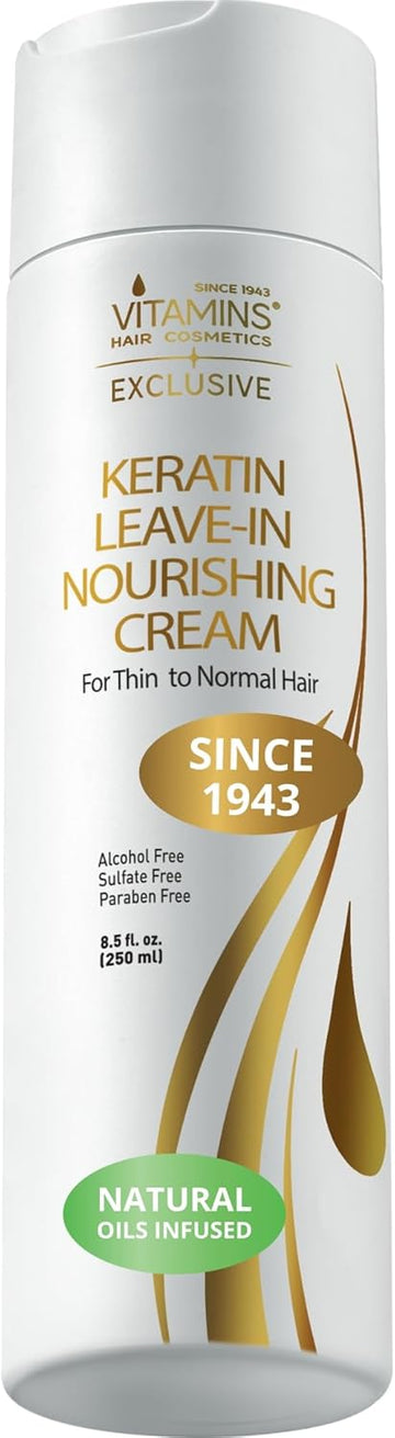 Vitamins Keratin Leave In Conditioner Moisturiser - Coarse Thick Hair Care Moisturising Hydrating Anti Frizz Detangler Cream For Dry Damaged Curly Hair