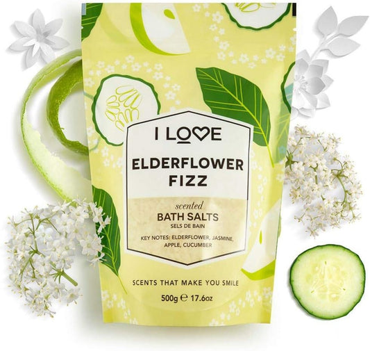 I Love Signature Elderflower Fizz Scented Bath Salts, With 99% Naturally Derived Ingredients, Lightly Fragranced Leaving Skin Feeling Silky & Smooth, Vegan-Friendly - 500g : Amazon.co.uk: Beauty