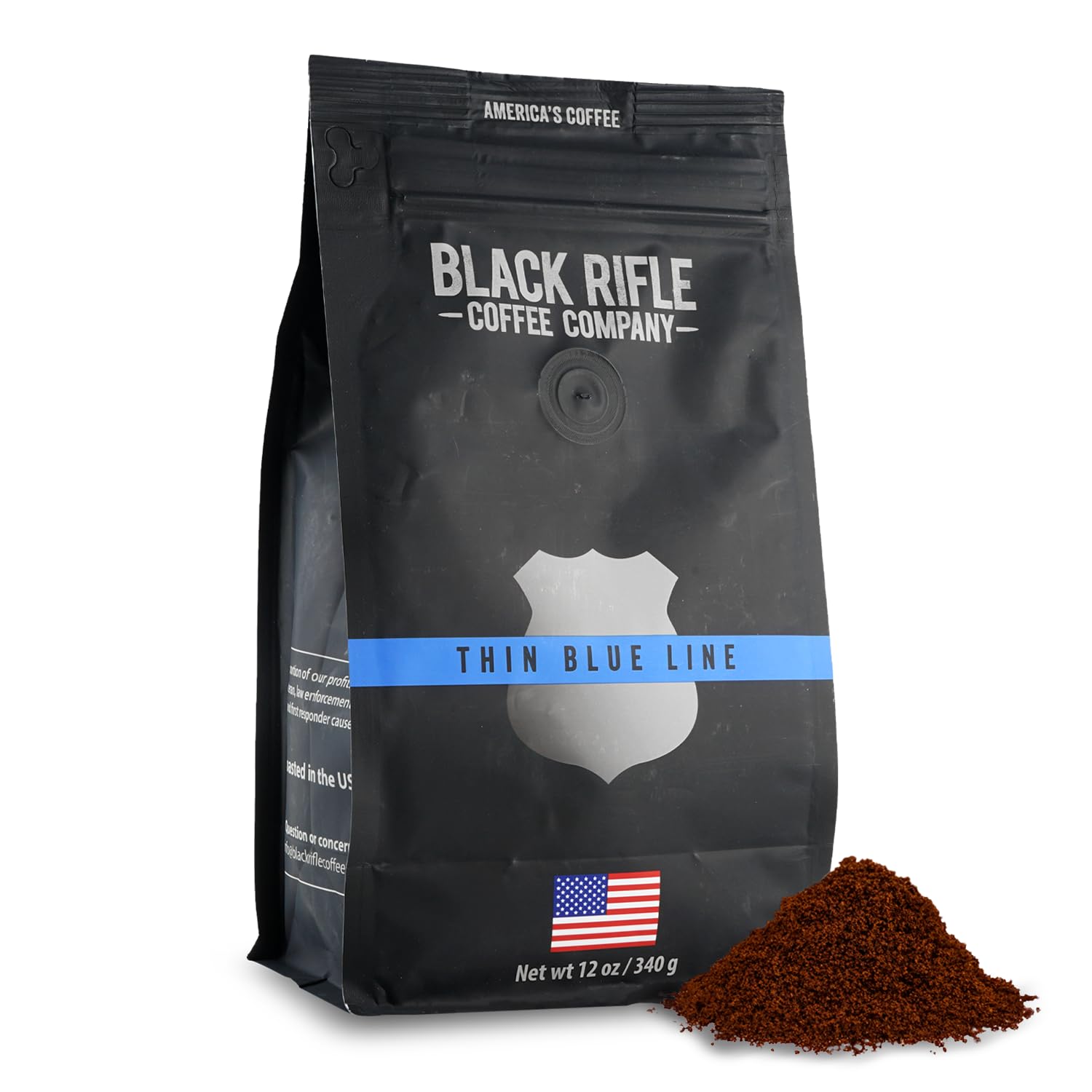 Black Rifle Coffee Company Thin Blue Line, Medium Roast Ground Coffee, 12 Oz Bag