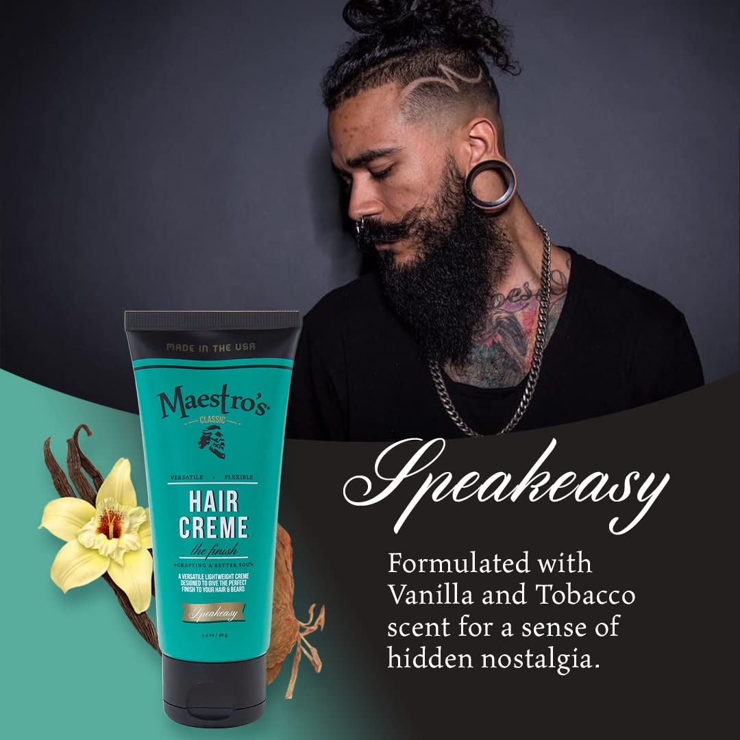 Maestro'S Classic Hair Cream – Speakeasy Blend | Lightweight Men’S Hair Styling Cream | Smooth Hold, Texture & Definition | Classic Grooming With A Modern Scent, 3.4 Ounce