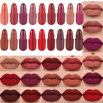 Evpct 12Pcs Mini Pills Lipstick Capsule Set For Women Waterproof Long Lasting, Dark Ruby Plum Rose Red Nude Pink Mauve Taupe Brown Matte Small Magic Permanent 24 Hour Lipstick Bulk Samples 01