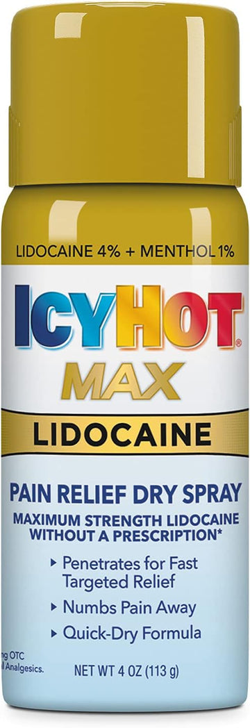 Icy Hot Max Strength Pain Relief Spray With Lidocaine Plus Menthol, 4 Ounces