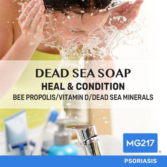 Mg217 Psoriasis Dead Sea Exfoliating Bar Soap, Heal & Condition With Dead Sea Salt, Bee Propolis, Vitamin D3 For Psoriasis Skincare, 5Oz