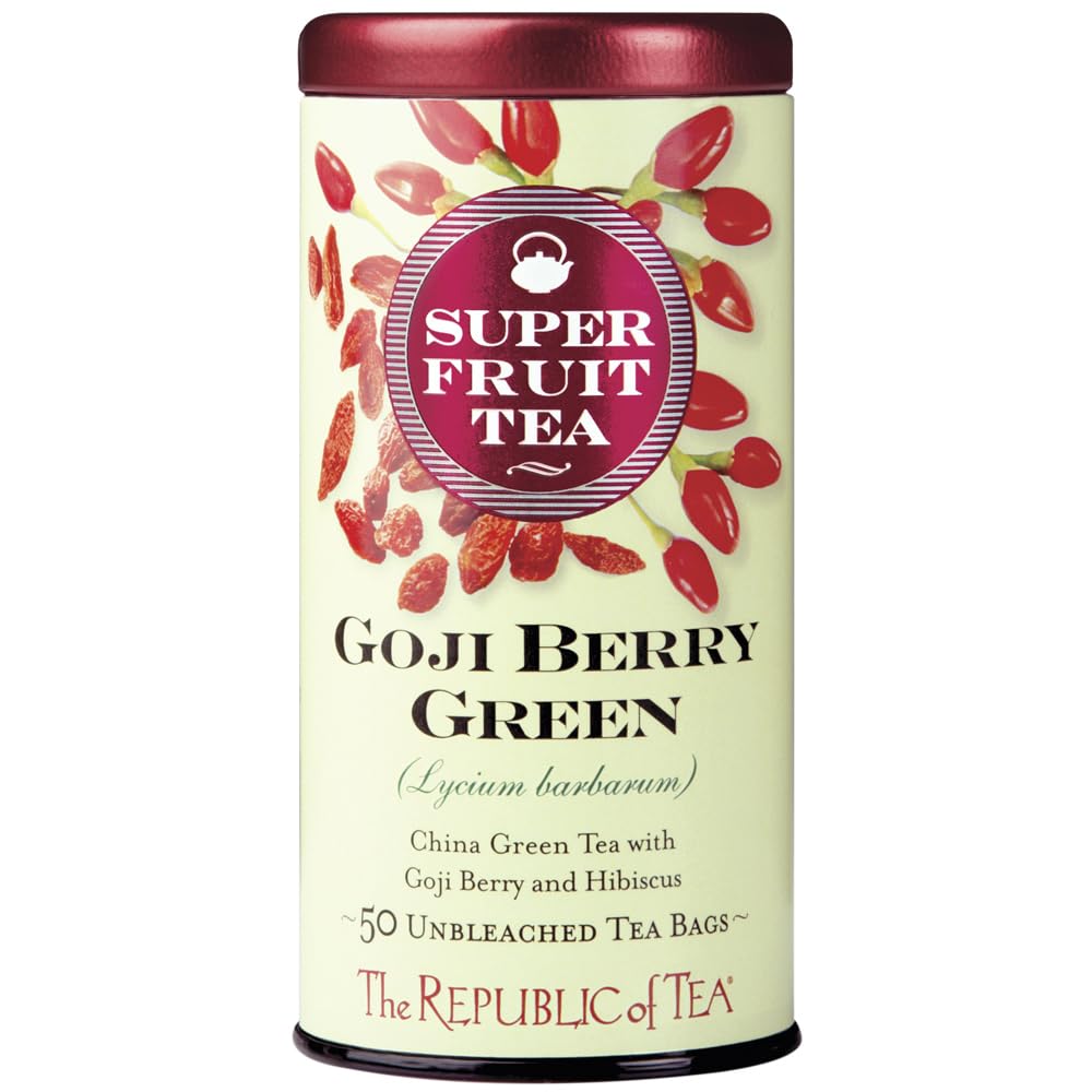 The Republic Of Tea Organic Goji Berry Green Superfruit Tea, Tea Bag Tin, 50 Count