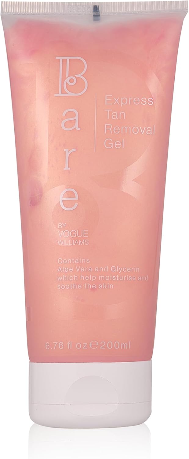 Bare By Vogue Express Tan Remover Gel - Quickly Removes Fake Tan While Hydrating Your Skin - Contains Aloe Vera & Glycerin - Self Tan Eraser, 200Ml