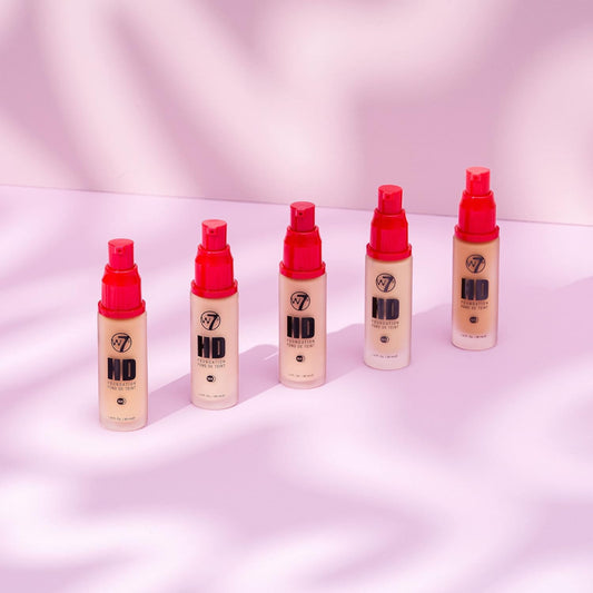 W7 | HD Foundation | Rich and Creamy Matte Formula | Medium Lasting Coverage | Available in 20 Shades | Sand Beige | Cruelty Free, Vegan Liquid Foundation Makeup by W7 Cosmetics