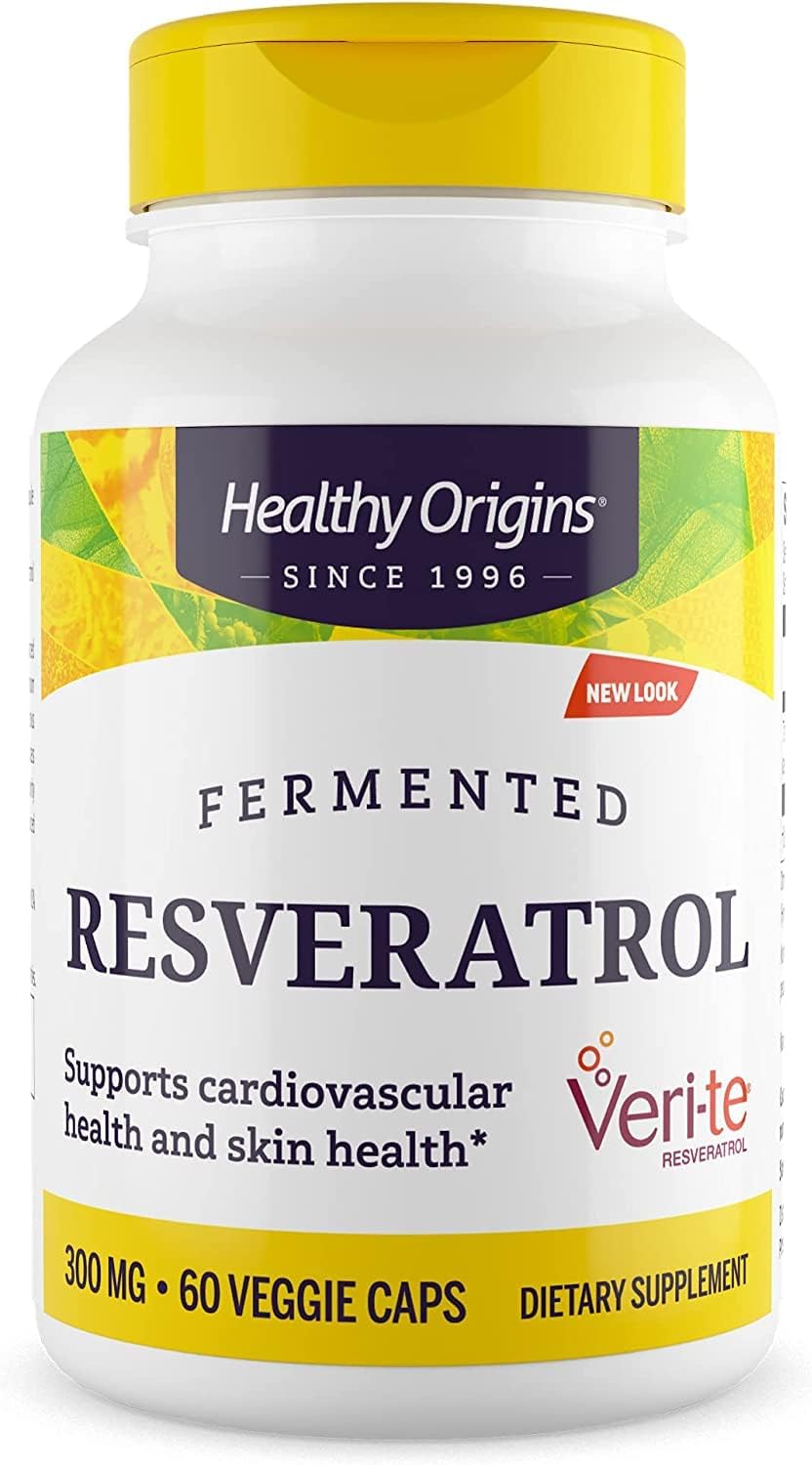 Healthy Origins Resveratrol (Trans-Resveratrol), 300 mg - European Resveratrol Nutritional Supplements - Vegan, Non-GMO & Gluten-Free Antioxidant Supplement - 60 Veggie Capsules