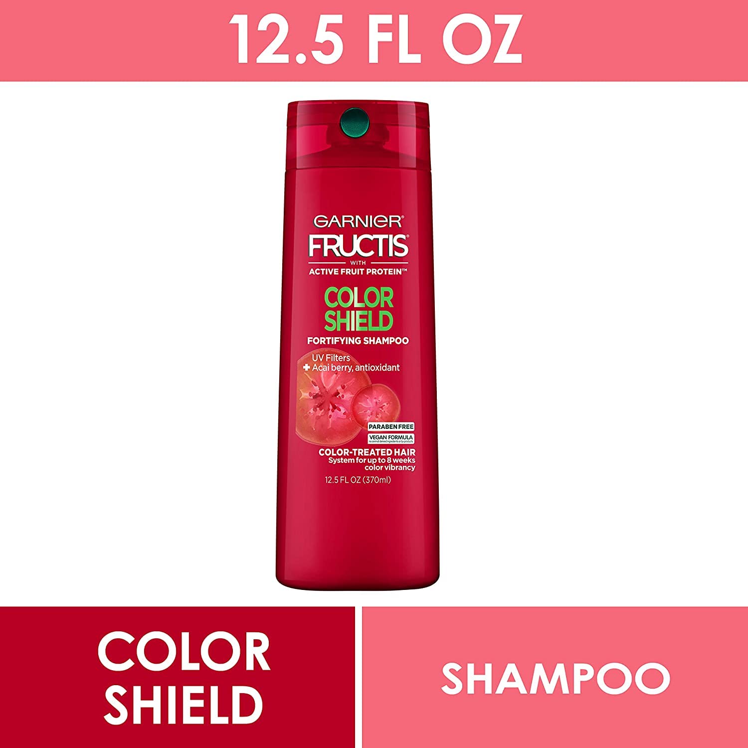 Garnier Fructis Color Shield Shampoo, Fortifying Shampoo for Color Treated Hair, Works on All Types of Hair and Color, Vegan and Paraben Free, 12.5 fl. oz. (Packaging May Vary) : Beauty & Personal Care