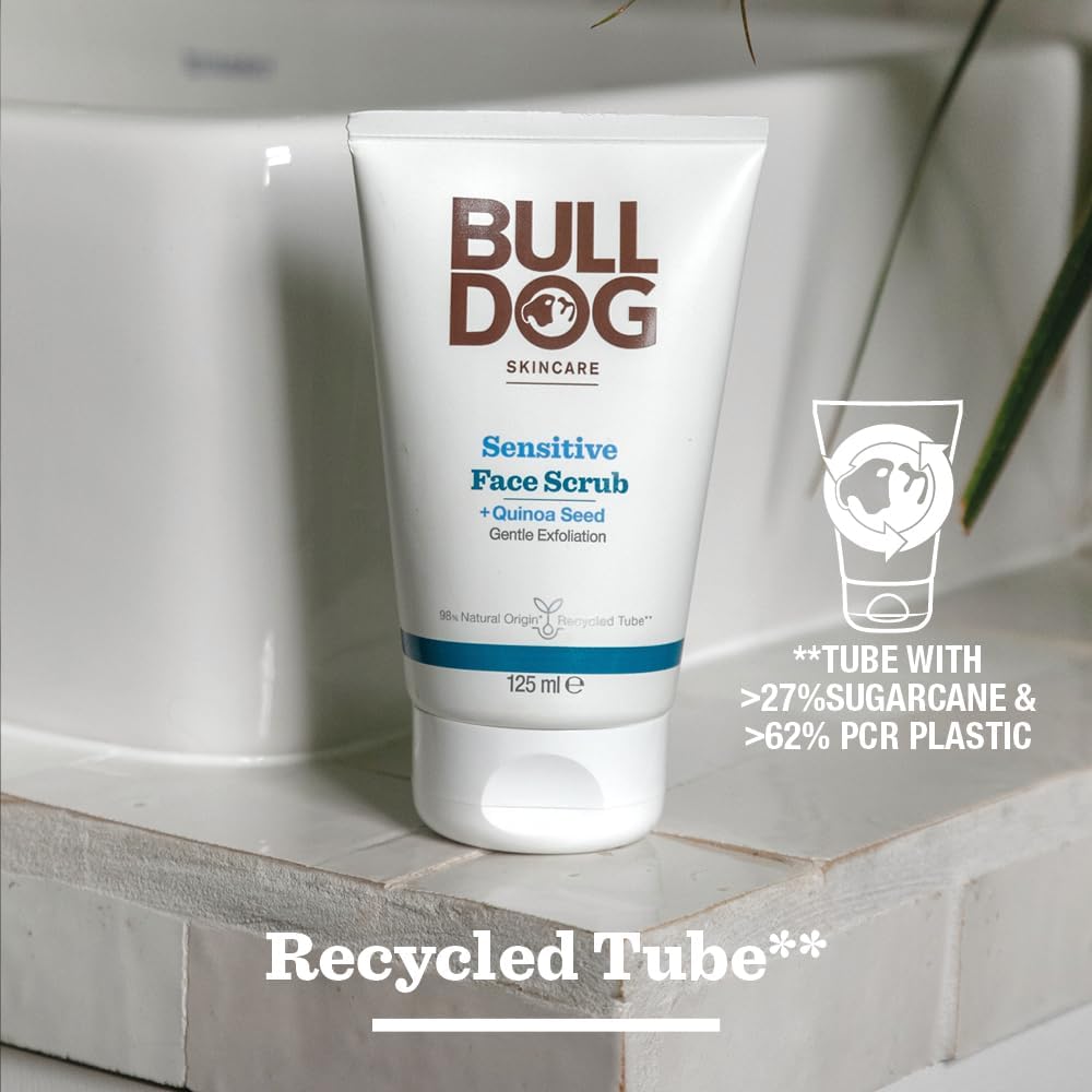 BULLDOG SKINCARE - Sensitive Face Scrub For Men Exfoliating Quinoa Seed Scrub 125 ml : Amazon.co.uk: Beauty