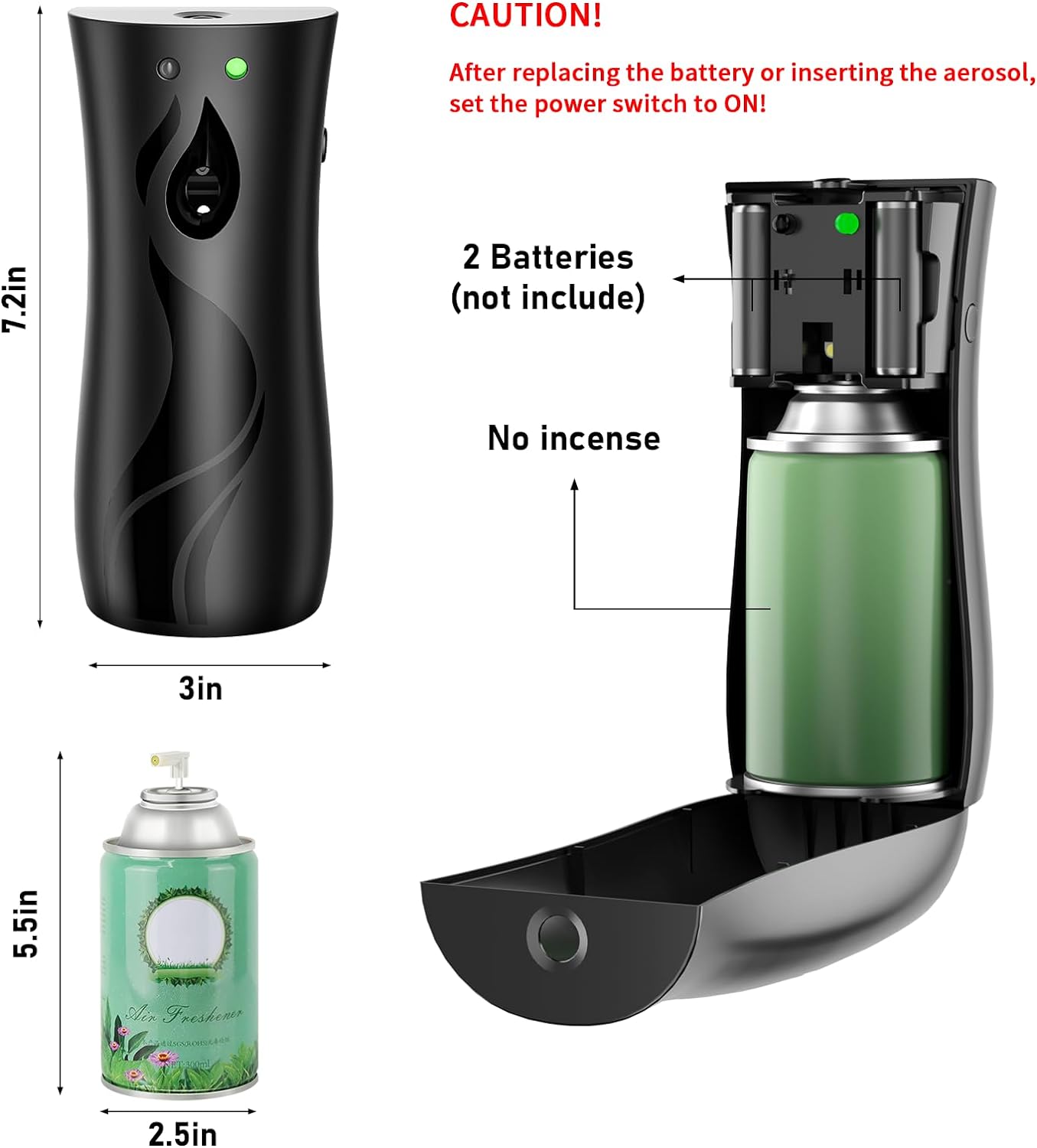 Automatic Air Freshener Spray Dispenser, Wall/Standing Battery Powered Aerosol Spray Dispenser with Remote Control for Bathroom, Hotel, Office, Commercial (Black) : Everything Else