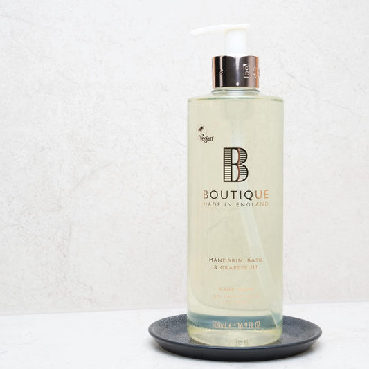 Boutique Mandarin, Basil & Grapefruit Hand Wash 500Ml Refreshing Liquid Soap - Essential Oils - Vegan And Cruelty Free, No Sls Or Parabens - Made In England