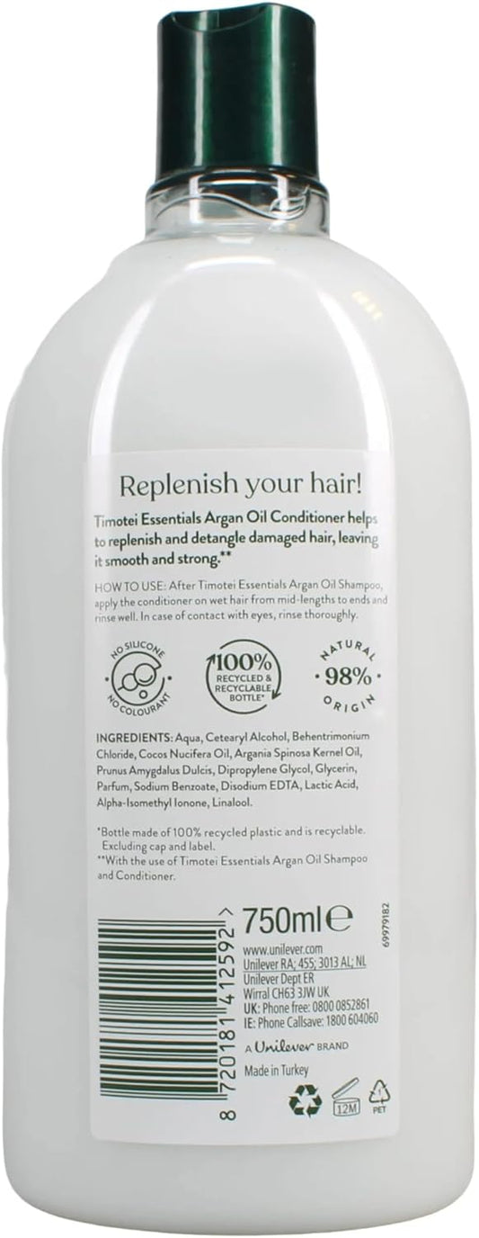 Timotei Essentials Argan Oil Conditioner 750Ml, For Damaged Hair