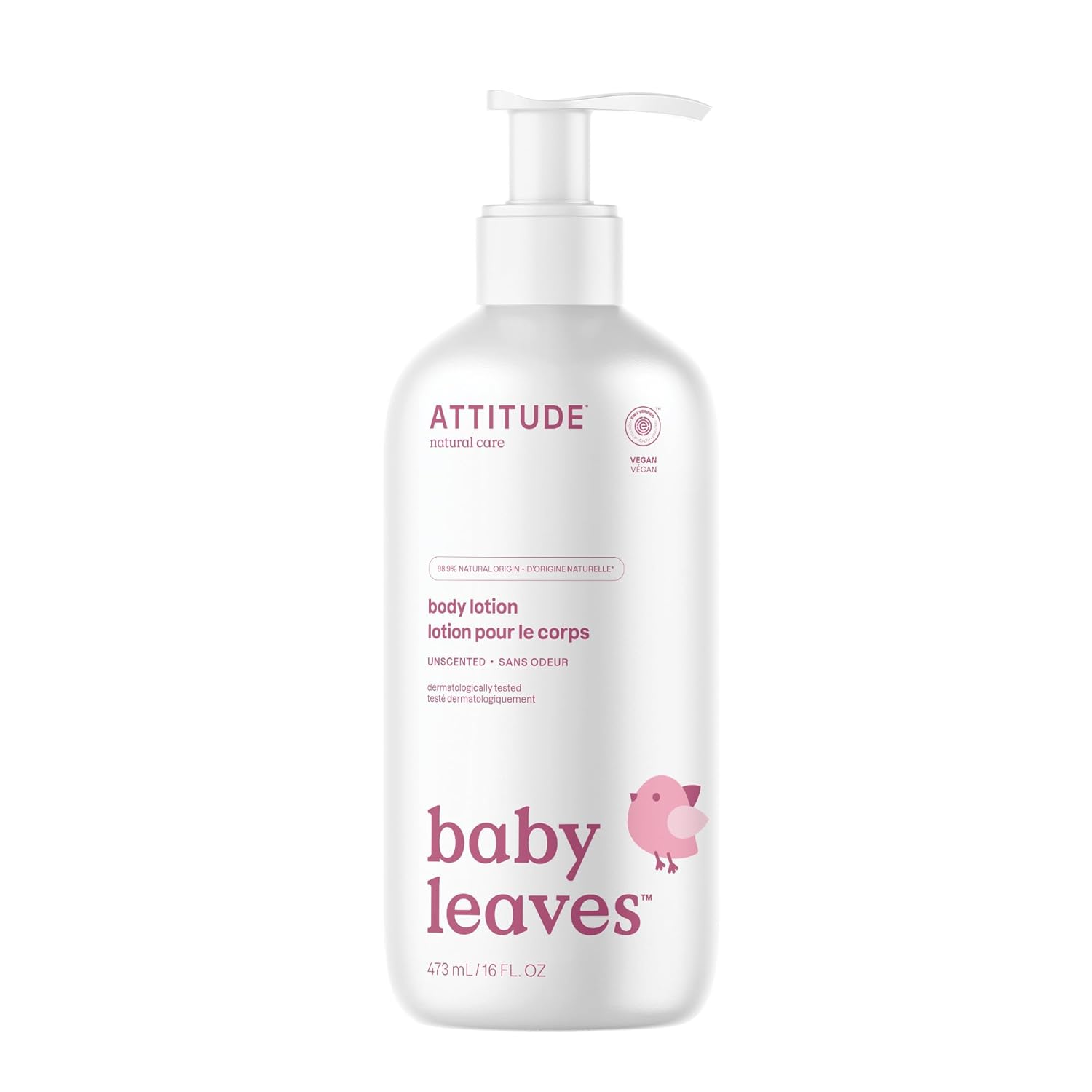 Attitude Baby Lotion, Ewg Verified Moisturizer, Dermatologically Tested Moisturizing Cream, Vegan And Cruelty-Free, Unscented, 16 Fl Oz