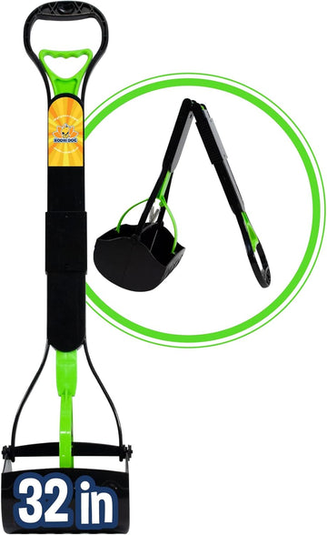 Bodhi Dog Extra Large Foldable Pooper Scooper | 32” Long Handle Portable Pooper Scooper | For Small And Large Dogs | Made With Premium Durable Materials - Green