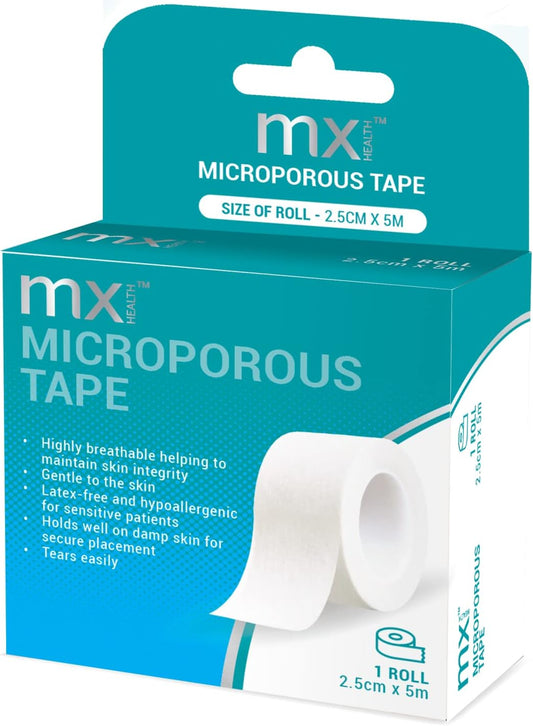 MX Health Microporous Tape - 2.5CM x 5M - First Aid Tape - Medical Tape for Skin : Amazon.co.uk: Health & Personal Care