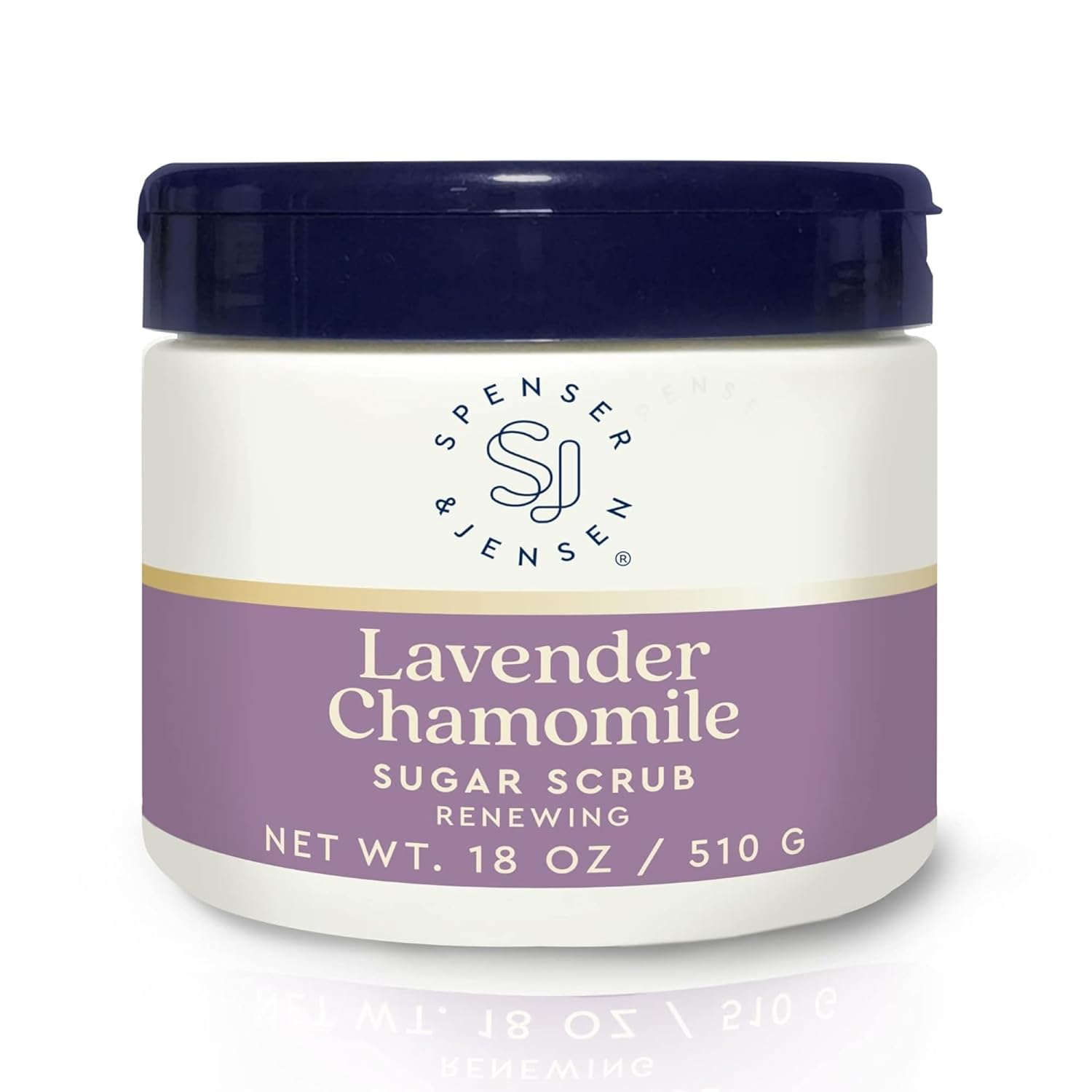 Spenser & Jensen Lavender & Chamomile Exfoliating Sugar Scrub - Hydrating & Renewing Body Scrub for Soft, Smooth & Silky Skin - Gentle Body Care - 18 Oz (Pack of 1)