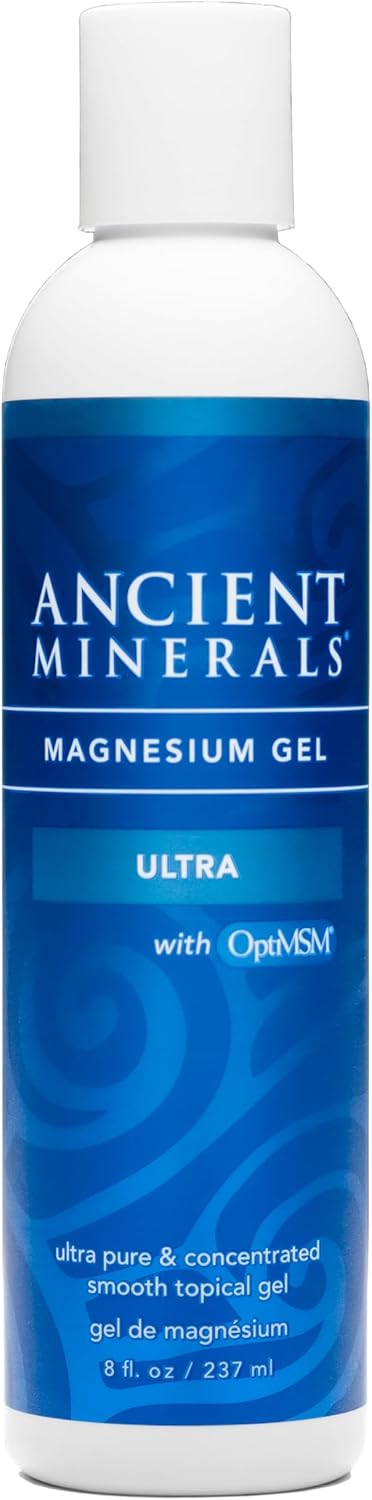 Ancient Minerals Magnesium Gel Ultra With Optimsm And Aloe Vera - Topical Magnesium Gel Formula With Msm Best Used For Massage And Topical Application (8Oz)