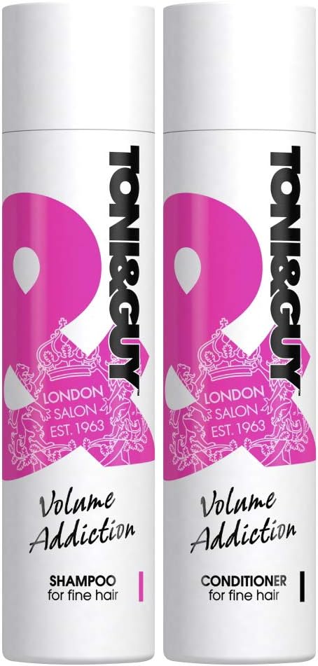 Toni & Guy Salon Shampoo And Conditioner Set For Fine Hair, Pack Of 4 X 250Ml Bottles (2 X Volume Addiction Shampoo, 2 X Volume Addiction Conditioner)