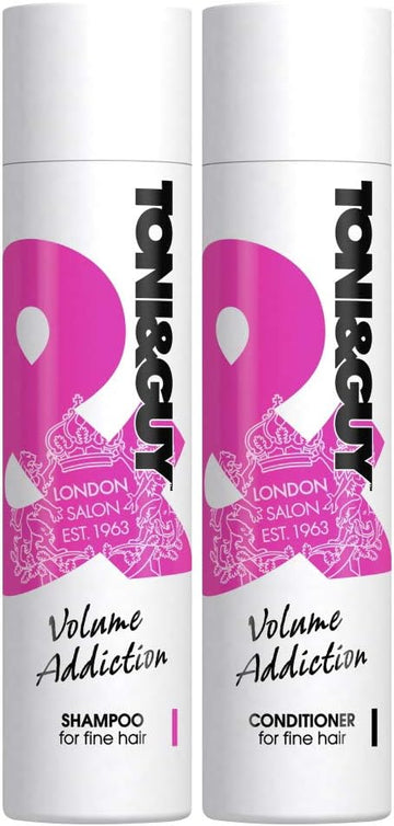 Toni & Guy Salon Shampoo And Conditioner Set For Fine Hair, Pack Of 4 X 250Ml Bottles (2 X Volume Addiction Shampoo, 2 X Volume Addiction Conditioner)