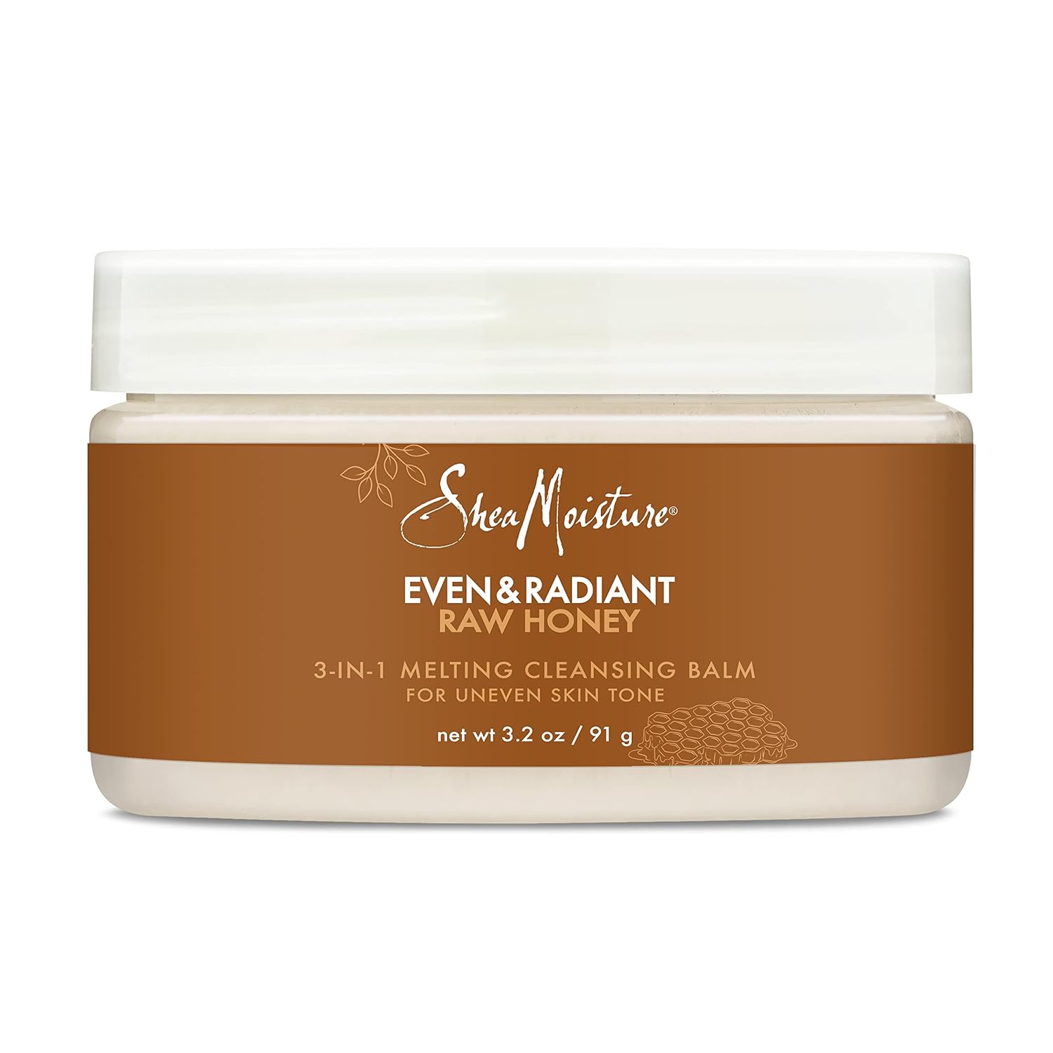 SheaMoisture Even and Radiant Face Cleanser For Uneven Skin Tone and Dark Spots 3-in-1 Cleansing Balm With Raw Honey 3.2 oz