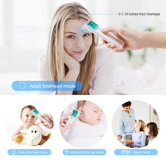 Digital Thermometer for Adults and Baby, No Touch Infrared Forehead Thermometer for Fever, Instant Read Humans Ear and Head Temporal Temperature