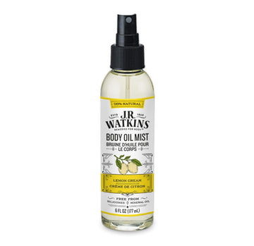 J.R. Watkins Natural Hydrating Body Oil Mist, Lemon Cream, Moisturizing Body Oil Spray For Glowing Skin, Usa Made And Cruelty Free, 6 Fl Oz, Single
