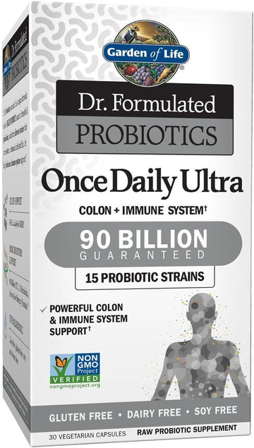 Garden Of Life Probiotics For Women And Men, Dr. Formulated Once Daily Ultra 90 Billion Adult Probiotic For Digestive Health, Immune System Support, Acidophilus, Prebiotics, 30 Vegetarian Capsules