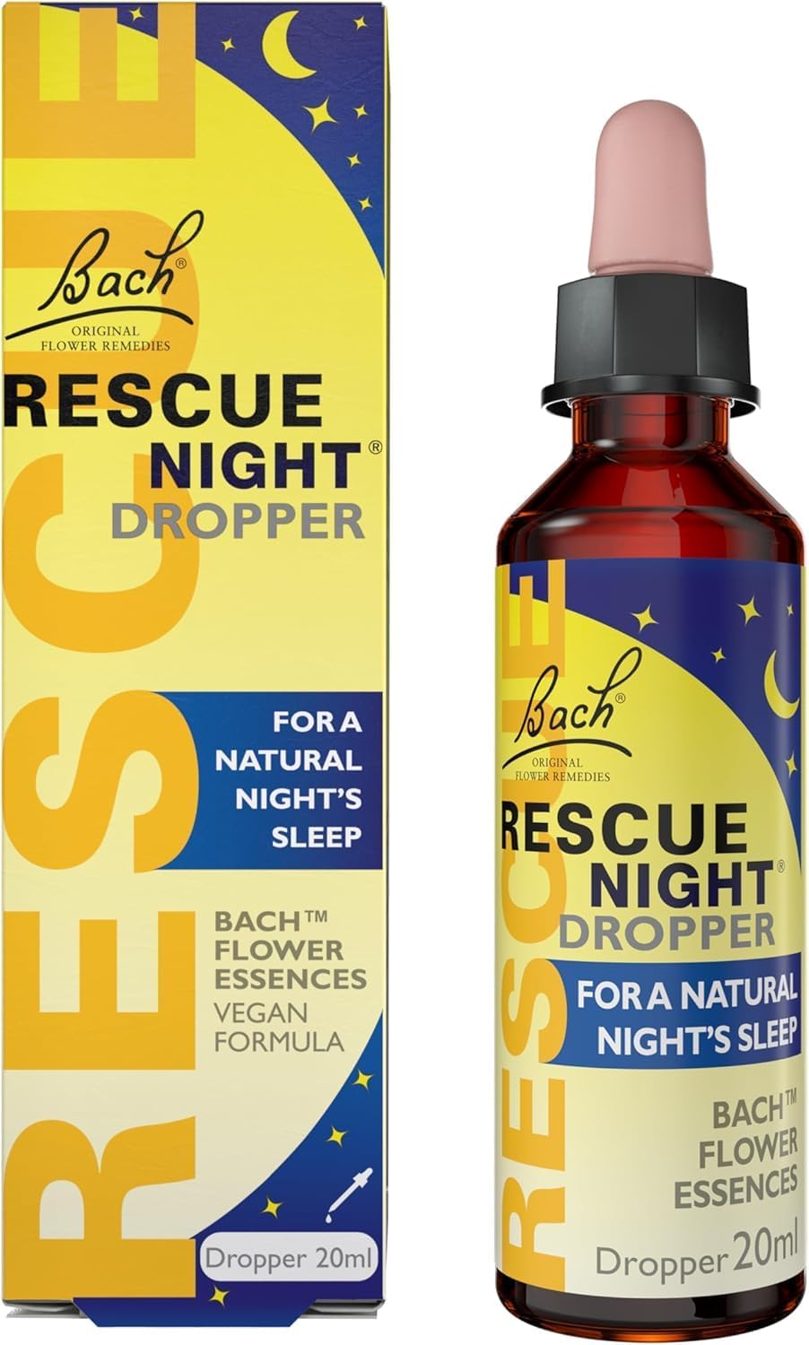 Rescue Night Dropper (20Ml), For A Natural Night'S Sleep, Natural Flower Essences, Helps Switch Off From Repetitive Thoughts, Disconnect From Distractions, Night Support, Aid A Restful Night