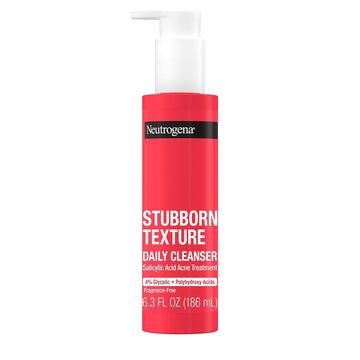 Neutrogena Stubborn Texture Daily Acne Facial Cleanser, Salicylic Acid Face Wash + Glycolic & Polyhydroxy Acids, Fragrance-Free, 6.3 Fl. Oz