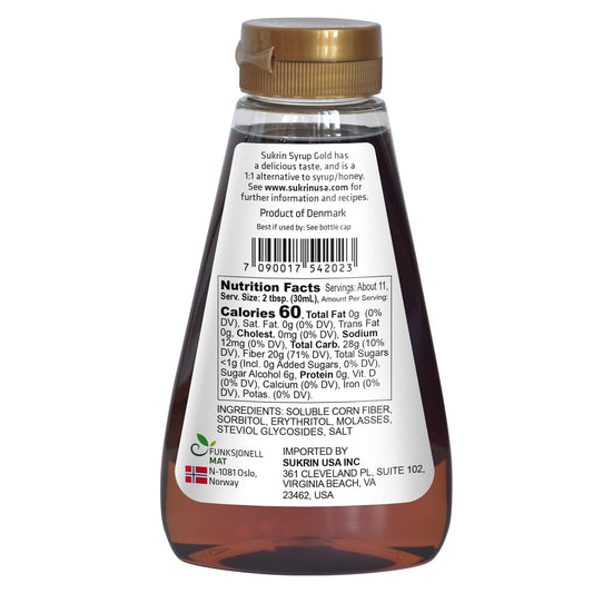 Sukrin Sugar Free Gold Pancake Syrup With Fiber - Keto Low Carb Alternative Sweetener For Desserts And Breakfast