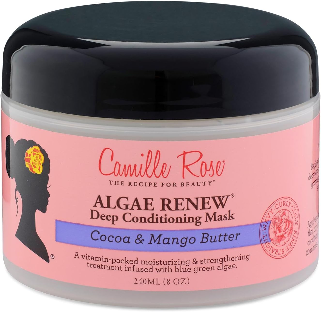 Camille Rose Algae Renew Deep Conditioning Wash Out Hair Mask, For All Hair Types, Nourish And Strengthen, Cocoa And Mango Butter, 240 Ml (Pack Of 1)
