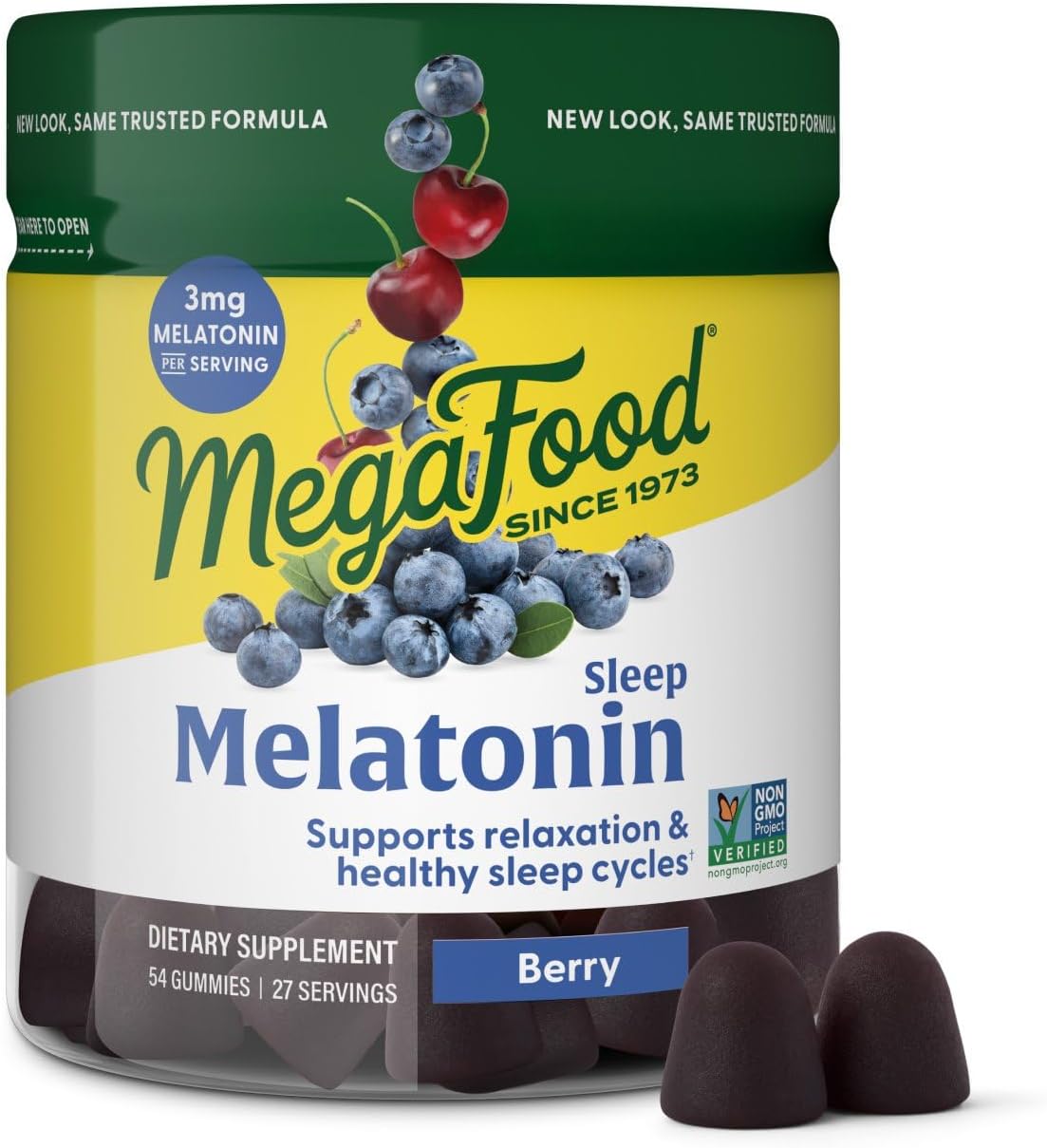 Megafood Melatonin Gummies - Melatonin 3Mg Per Serving To Help Relax & Fall Asleep – For Adults - Berry Flavor, Non-Gmo, Certified Vegan - 54 Gummies (27 Servings)