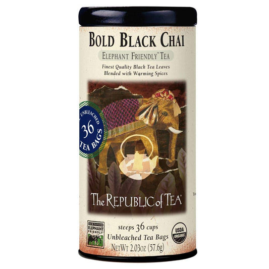 The Republic of Tea Bold Black Chai, 36 Tea Bags (Black Chai) : Grocery & Gourmet Food