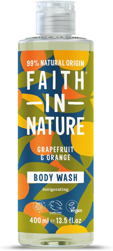 Faith In Nature Natural Grapefruit And Orange Body Wash, Energising Shower Gel, Vegan And Cruelty Free, No Sls Or Parabens, 400 Ml