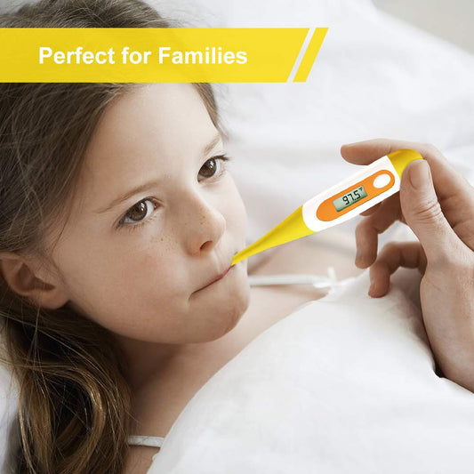 Digital Oral Thermometer for Adult and Kid, Easy@Home Accurate Fast Reading Body Temperature Thermometer for Oral and Underarm Measurement with Fever Alarm?EMT-021B-Yellow