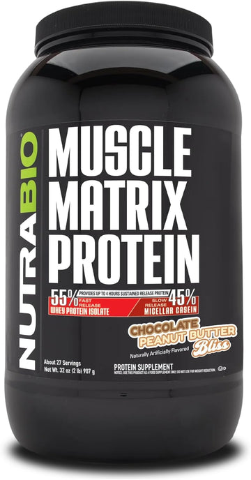 NutraBio Muscle Matrix Protein (Chocolate Peanut Butter, 2 lb (Pack of 1))