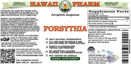 Forsythia - Your Natural Shield and Effective Protection, Alcohol-Free Liquid Extract, Organic Forsythia (Forsythia Suspensa) Dried Fruit Glycerite 2 oz