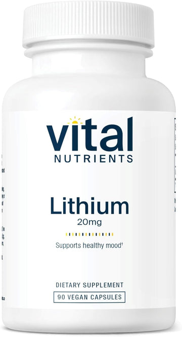 Vital Nutrients Lithium Orotate | Vegan Lithium Supplements For Memory, State Of Mind, And Behavioral Health* | 20Mg | Gluten, Dairy, Soy Free | 90 Capsules