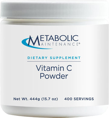 Metabolic Maintenance Vitamin C Powder - 1100 mg Pure Ascorbic Acid Antioxidant + Immune Support Supplement - Easy Drink Add-in (15.7 oz / 400 Servings)