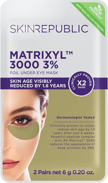 Skin Republic Matrixyl 3000 3% Under Eye Mask Patch | Reduces Deep Wrinkles & Improves Skin Texture | Boosts Elasticity And Firmness (Pack Of 2 Pairs)