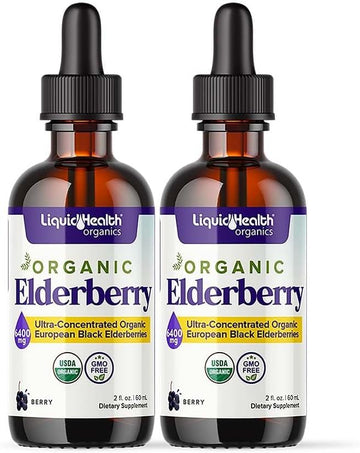 Liquidhealth Usda Organic Elderberry Liquid Drops For Kids And Adults - Liquid Vitamin Supplement, Immune Support Syrup, Antioxidant, Vegan, Non-Gmo, Sugar Free (2 Pack)