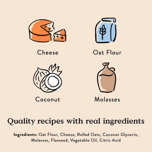 Bocce'S Bakery Oven Baked Cheese Recipe Treats For Dogs, Wheat-Free Everyday Dog Treats, Made With Real Ingredients, Baked In The Usa, All-Natural Soft & Chewy Cookies, Cheese, 6 Oz