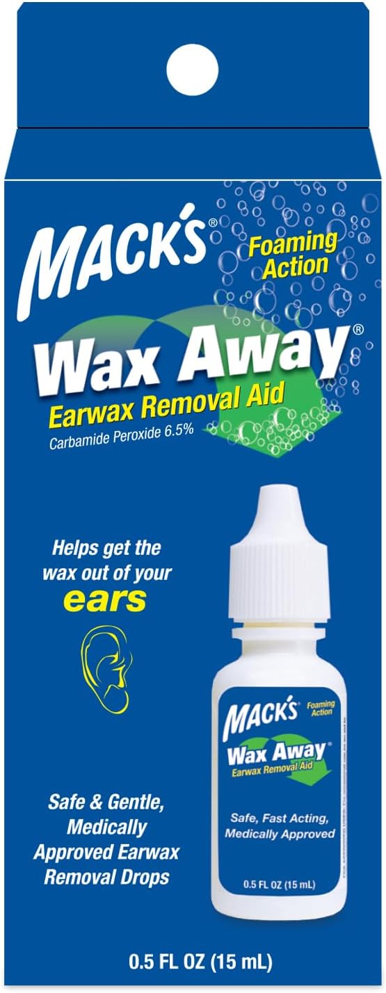 Mack's Wax Away Ear Wax Removal Aid ? 0.5 FL OZ Ear Drops with Foaming Action