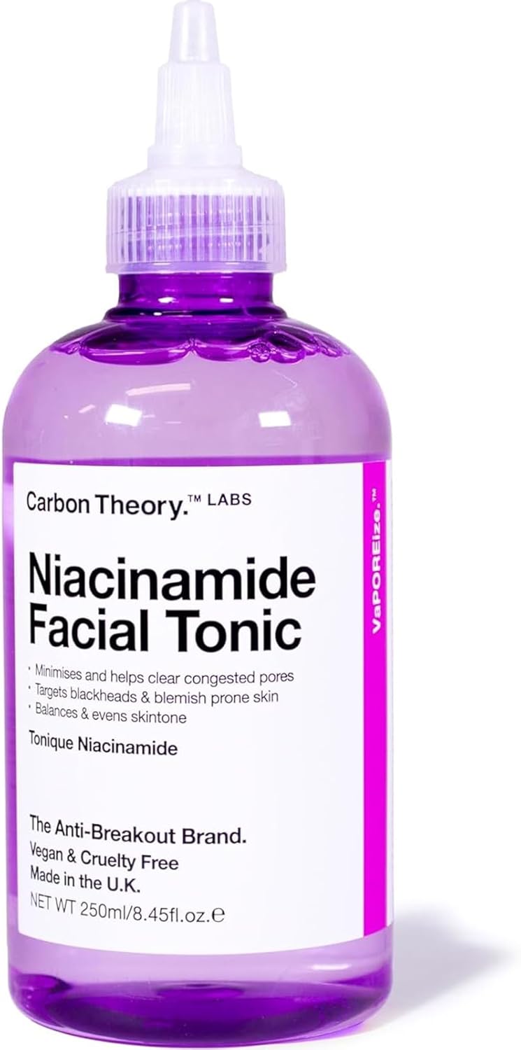 Carbon Theory 20% Niacinamide Serum - Pore Minimizer & Blackhead Remover - Balances & Evens Skin Tone - 1% Zinc Serum - Vegan Spot Treatment - Vaporeize, 30Ml