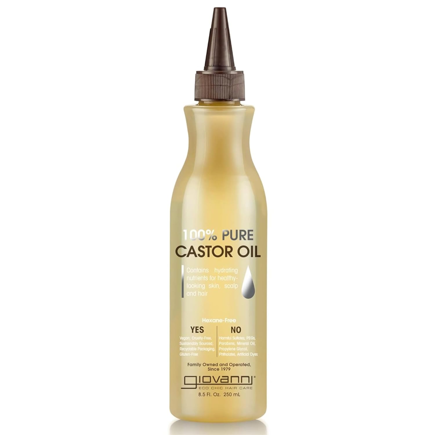 Giovanni Smoothing Castor Oil - 100% Pure, All Hair Types, Naturally Nourish Skin, Moisturize Hair & Scalp, Reduces Frizz & Helps Rebond Split Ends - 8.5 Oz