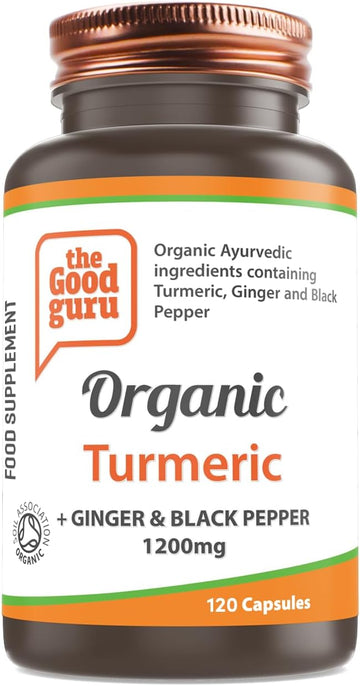 The Good Guru Organic Turmeric Ginger And Black Pepper Supplement 1200Mg- 120-Capsules