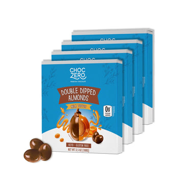 Choczero Chocolate Covered Toffee Almonds, Milk Chocolate, Roasted Nuts Dipped In Sugar Free Brittle, Gluten Free, Healthy Snack, 3.5 Ounce (Pack Of 4)